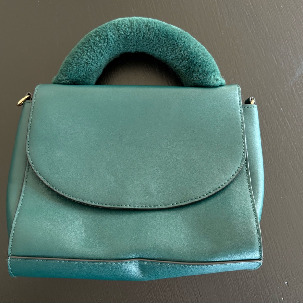 A New Day Green Handbag with Plush Handle